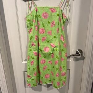 Vintage Lilly Pulitzer preppy Green Dress with Pink Umbrella Print